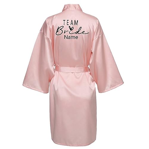 JPHCHSC Personalisierter Hochzeit Satin Kimono Badmantel für Braut&Brautjungfern Damen Robe mit Gürtel V Ausschnitt Morgenmantel für Hochzeit Pajama Party 71 von JPHCHSC
