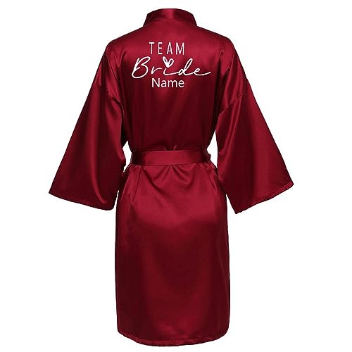 JPHCHSC Personalisierter Hochzeit Satin Kimono Badmantel für Braut&Brautjungfern Damen Robe mit Gürtel V Ausschnitt Morgenmantel für Hochzeit Pajama Party 71 von JPHCHSC