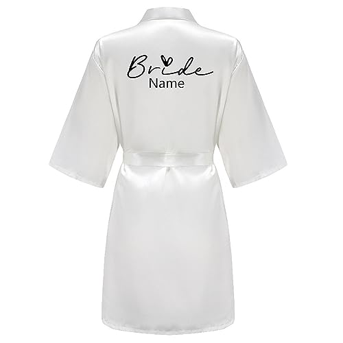 JPHCHSC Personalisierter Hochzeit Satin Kimono Badmantel für Braut&Brautjungfern Damen Robe mit Gürtel V Ausschnitt Morgenmantel für Hochzeit Pajama Party 71 von JPHCHSC