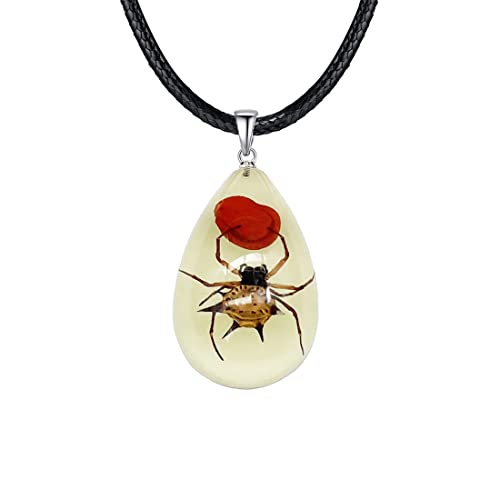 JPJZY BRBAM Halskette mit leuchtenden Insekten in Wassertropfenform, gedehntes Insekten-Bernstein-Armband für Frauen, Harz, Bernstein, ohne Edelstein von JPJZY