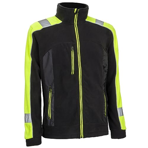 JPMS Berufsjacke Vliesjacke Vliesarbeitsjacke Arbeitsjacke Herren Vlies schwarz-gelb (URG-POL-C) (L) von JPMS