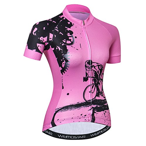 Damen-Fahrradtrikot, kurzärmelig, atmungsaktiv, mit Taschen, Blumenmotiv, rose, XXL (Höhe 170/ 180 cm Gewicht 65/70 kg) von JPOJPO