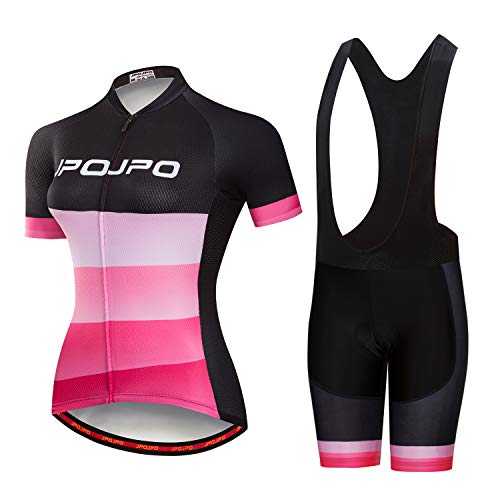 Damen-Radtrikot + Shorts, gepolsterte, kurzärmlige Fahrradbekleidung, Damen, B3, M for Chest32.3-34.6",waist24.4-32" von JPOJPO