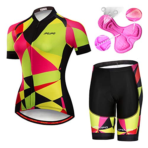 Damen-Radtrikot + Shorts, gepolsterte, kurzärmlige Fahrradbekleidung, Mädchen, a1, L for Chest34.6-36.6",waist25.2-32" von JPOJPO