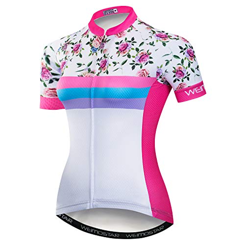 Damen Radtrikot Kurzarm Atmungsaktiv mit Taschen Blume von JPOJPO