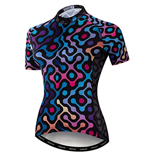 Damen-Fahrradtrikot, kurzärmelig, Radsport, Rennshirt, Shorts, Fahrrad, Mädchen, Sportbekleidung, violett, blau, Mittel von JPOJPO