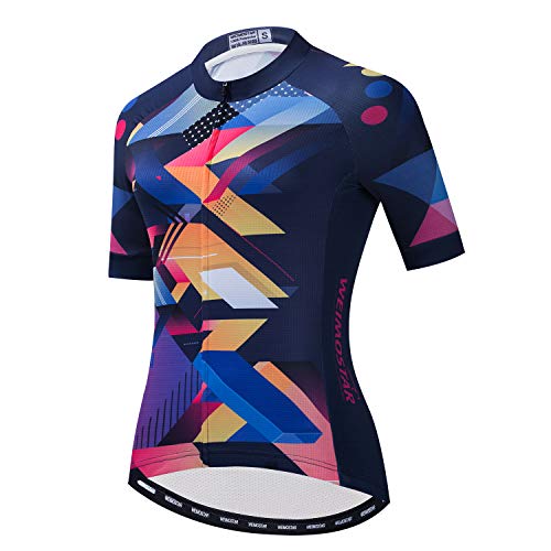 Damen Radtrikot Kurzarm MTB Sportbekleidung Damen Radfahren Fahrrad Kleidung Bike Tops, Diamant, X-Groß von JPOJPO