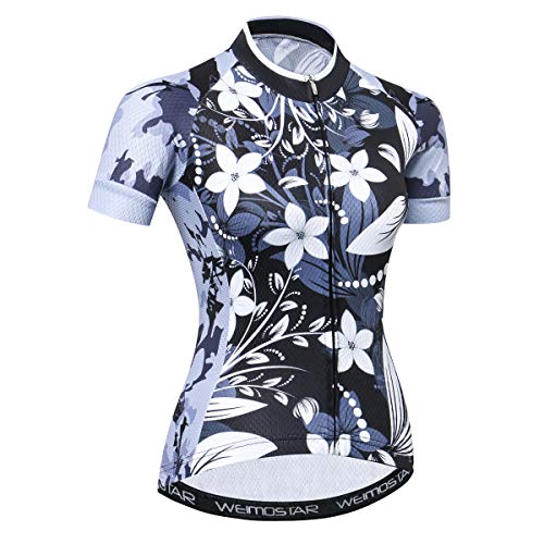 Damen Radtrikot Kurzarm atmungsaktiv mit Taschen Blume, GRAU, XX-Large von JPOJPO