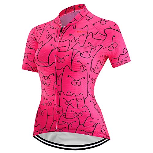 Damen Radtrikot Kurzarm und Fahrrad Trikot Reflektierend 3 Taschen S-3XL, 1Rosa, Groß von JPOJPO