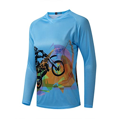 Damen Radtrikot MTB Downhill Bike T-Shirt Langarm Motorrad Motocross Off-Road Kleidung Quick-Dry Tops, 201, Small von JPOJPO