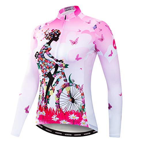 Fahrradtrikot für Damen Langarm Kleidung Fahrradjacke, Pink Girl, Groß von JPOJPO