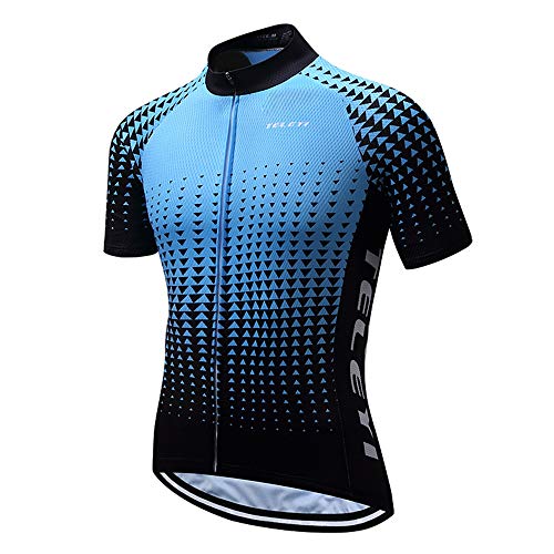 Herren Fahrradtrikots Fahrradbekleidung Bike Shirts Tops Atmungsaktive Jacke, Blau gepunktet, XL von JPOJPO