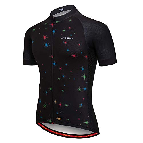 Herren Kurzarm Radtrikot mit Tasche Full Reißverschluss Reflektierende Anti-Rutsch-Streifen - Schwarz - Groß von JPOJPO