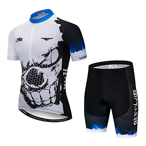 Herren Radtrikot und Shorts Set Kurzarm Bike Jersey und Shorts Bergkleidung Sommer Tragen Schnell Trocken, weiß / blau, XXX-Large von JPOJPO