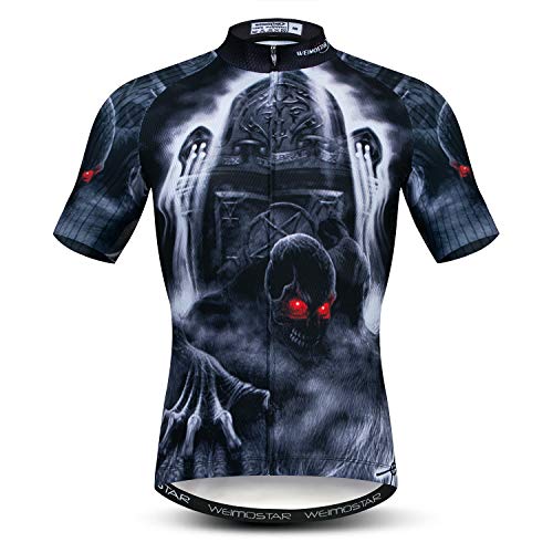 Herren Radtrikots Tops 3D Druck Radfahren Shirts Kurzarm Full Zipper Fahrradjacke Taschen, W6, Groß von JPOJPO