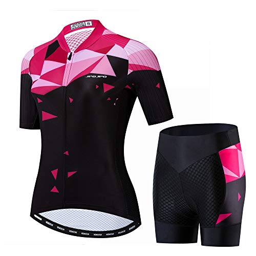 JPOJPO Damen-Fahrradtrikot, modisches Fahrradshirt, Tops, 5D-gepolsterte Shorts, Set von JPOJPO