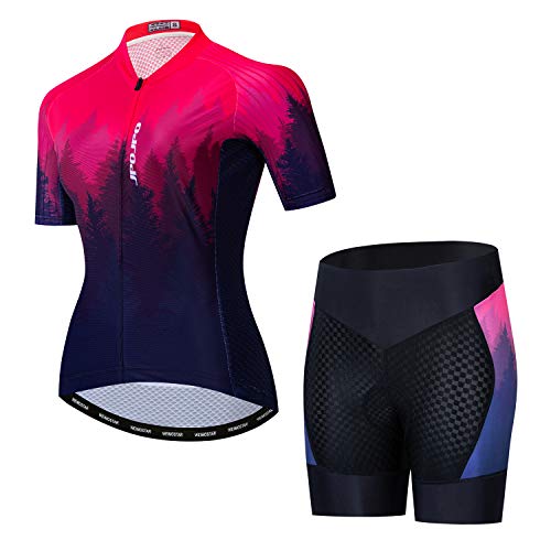 JPOJPO Damen-Fahrradtrikot, modisches Fahrradshirt, Tops, 5D-gepolsterte Shorts, Set von JPOJPO