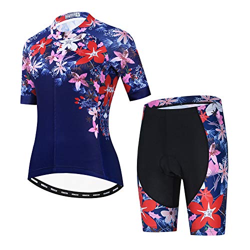 JPOJPO Damen Radtrikot Kurzarm Gel Padded Shorts Set MTB Sportbekleidung Damen Bike Fahrradbekleidung von JPOJPO