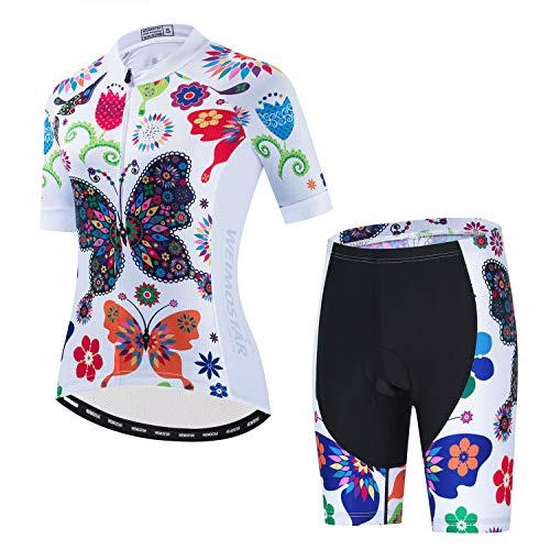 JPOJPO Damen Radtrikot Kurzarm Gel Padded Shorts Set MTB Sportbekleidung Damen Bike Fahrradbekleidung von JPOJPO