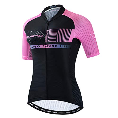 JPOJPO Damen Radtrikot Pro Team Sommer Kurzarm MTB Fahrradbekleidung Bequem Schnell Trocknen, rose, Brust 86/92 cm = M von JPOJPO