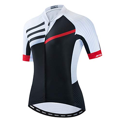 JPOJPO Damen Radtrikot Pro Team Sommer Kurzarm MTB Fahrradbekleidung Bequem Schnell Trocknen, schwarz, Brust 86/92 cm = M von JPOJPO