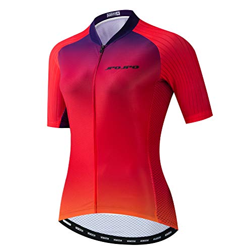 JPOJPO Fahrradtrikot für Damen, Rennrad-Shirt, Tops S - 3XL, Reflektierender Reißverschluss 4 Taschen XXL JP6015 von JPOJPO