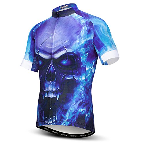 JPOJPO Herren Radtrikot Top Sommer Full Zip Biking Shirt Tasche Reflektierend - - Small (Brust 84/91 cm) von JPOJPO