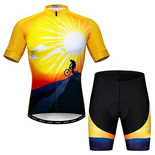 JPOJPO Herren UK Country Radtrikot Set Bike Kurzarm + 5D gepolsterte Shorts Sommer Quick-Dry S-3XL von JPOJPO