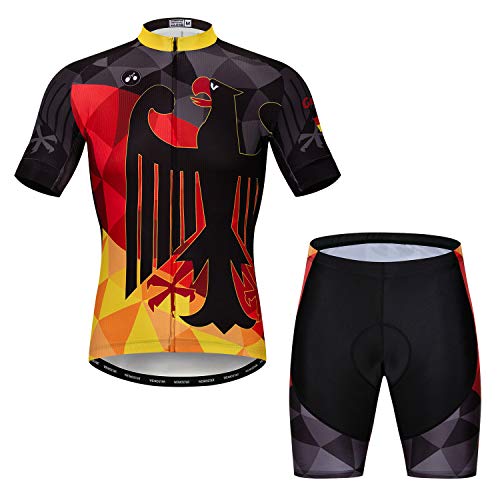 JPOJPO Herren UK Country Radtrikot Set Fahrrad Kurzarm + 5D gepolsterte Shorts Sommer Schnelltrocknend S-3XL von JPOJPO