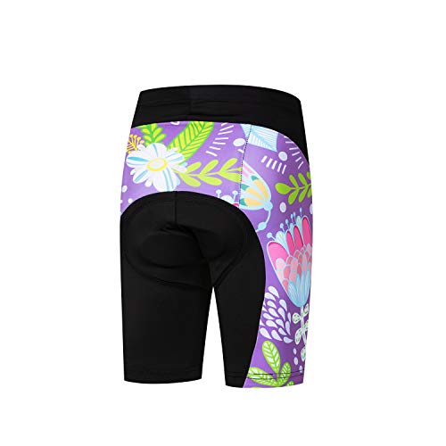 Jpojpo Fahrrad-Shorts für Kinder, kurze Hose, 4D-Gel-gepolsterte Fahrradhose L violett von JPOJPO