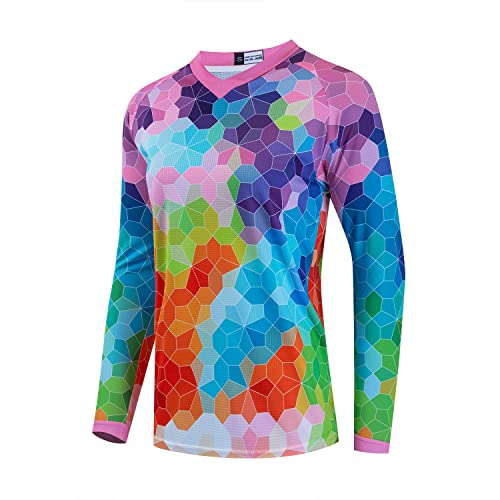 Radtrikot Frauen Fahrrad Langarm Downhill T-Shirt Schnelltrocknend Motorrad Offroad Tops, 5, X-Large von JPOJPO