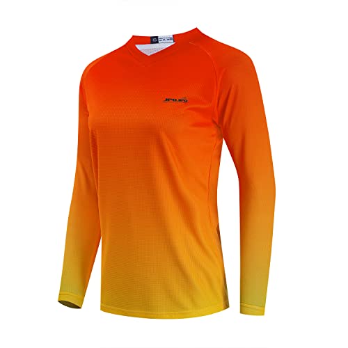Radtrikot Frauen Fahrrad Langarm Downhill T-Shirt Schnelltrocknend Motorrad Offroad Tops, 7, XXL von JPOJPO