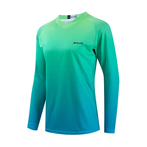 Radtrikot Frauen Fahrrad Langarm Downhill T-Shirt Schnelltrocknend Motorrad Offroad Tops, 8, XXL von JPOJPO