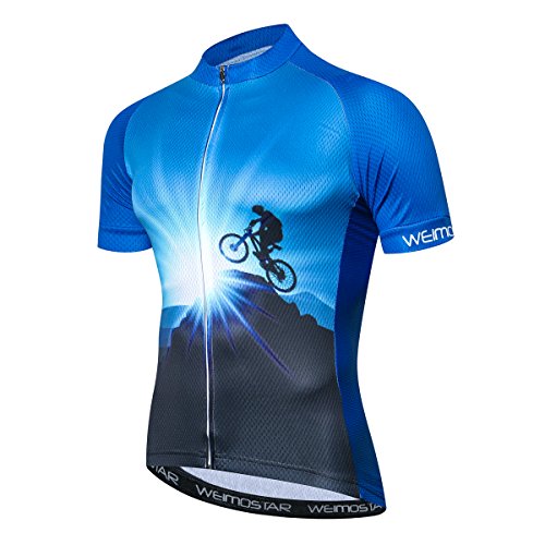 Radtrikot Reiten Herren Fahrrad Shirt Top Outdoor Sportbekleidung mit 3 Gesäßtaschen, A5, X-Groß von JPOJPO