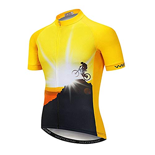 Radtrikot Reiten Herren Fahrrad Shirt Top Outdoor Sportbekleidung mit 3 Gesäßtaschen, Shine Ride, 3X-Groß von JPOJPO