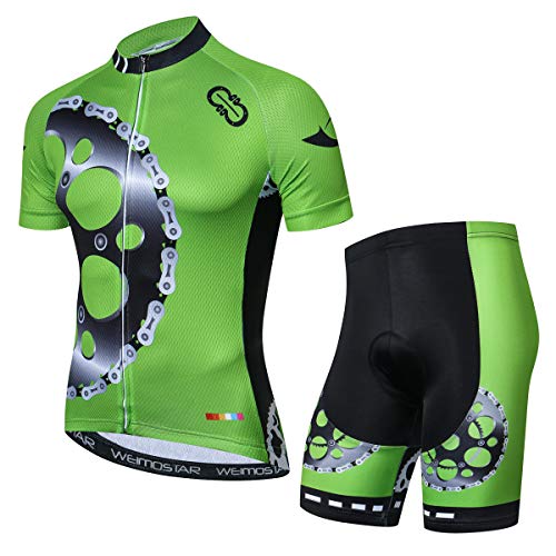 Radtrikot und Shorts Set Herren Atmungsaktiv Bike Shirt Sommer Outdoor Jugend Fahrradbekleidung - Grün - X-Groß von JPOJPO