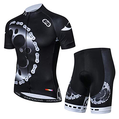 Radtrikot und Shorts Set Herren Atmungsaktiv Bike Shirt Sommer Outdoor Jugend Fahrradbekleidung - Schwarz - Groß von JPOJPO