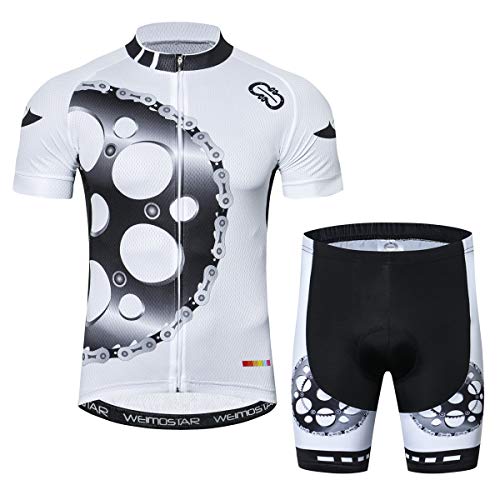 Radtrikot und Shorts Set Herren Atmungsaktiv Bike Shirt Sommer Outdoor Jugend Fahrradbekleidung - Wei� - X-Groß von JPOJPO