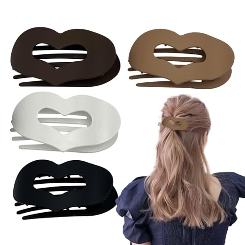 Haarklammer Für Damen | Herz Flachclip Französischer Haarkralle - 4 Stück Rutschfeste Entenschnabel Haarschmuck Für Mädchen Styling Für Schule Party Fest Hochzeit Freizeit Einkaufen von JPSDOWS
