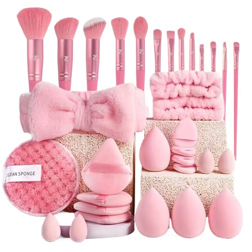 Make-up-Pinsel-Set, Make-up-Set mit Pinseln für Puder, Rouge, Grundierung, tragbares Kosmetikzubehör für Mädchen, Frauen, Profis und Anfänger für Lidschatten, Grundierung und Rouge von JPSDOWS