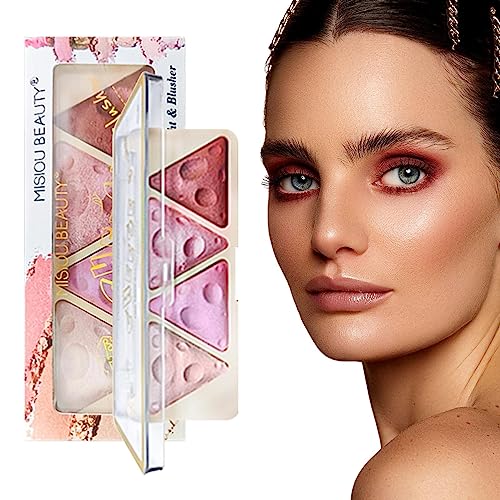 Puder-Rouge-Palette,Wasserfeste 4-Farben-Gesichts-Highlighter-Make-up-Palette - Natural Glow Gesichts-Highlighter, Rouge-Puder für Wangen- und Lidschatten-Make-up Jpsdows von JPSDOWS