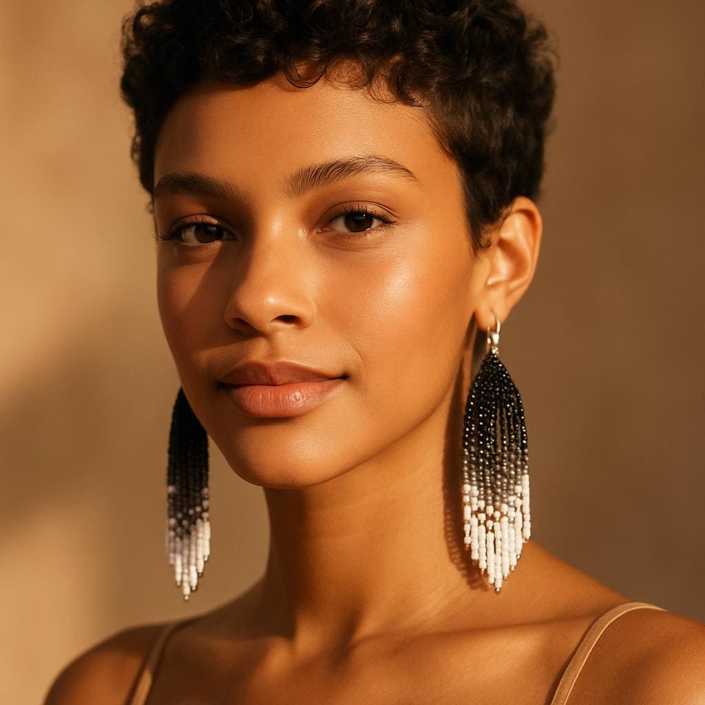 Ombre Schwarze Und Weiße Baumeln Ohrringe von JPSJDESIGNS