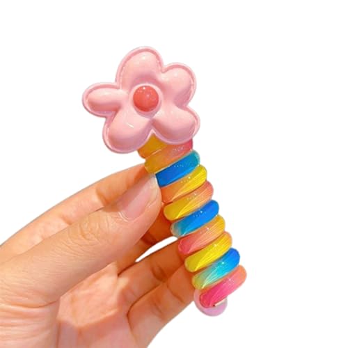 Bunte Telefondraht-Haarbänder für Kinder, Geflochtene Telefondraht-Haarbänder, Spiralhaargummis Telefonkabel für Frauen Mädchen (1pcs-W) von JPSSJGYH