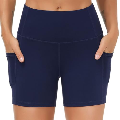 JPXJGT Biker Shorts Women Tummy Control Workout with Pockets High Waisted Butt Lift Sports Yoga(Dark blue,S) von JPXJGT