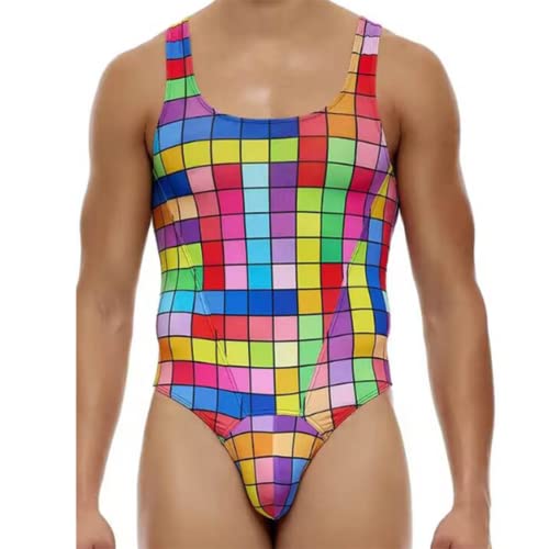 JPXJGT Men Bodysuits Leotard Wrestling Thong Singlets Jumpsuits Undershirt (Color:Multicolored,Size:3XL) von JPXJGT