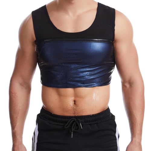 JPXJGT Men Fitness Training Sauna Band Sweat Slimming Waist Trimmer Belts Gym Workout Tank Top (Blue,4XL) von JPXJGT