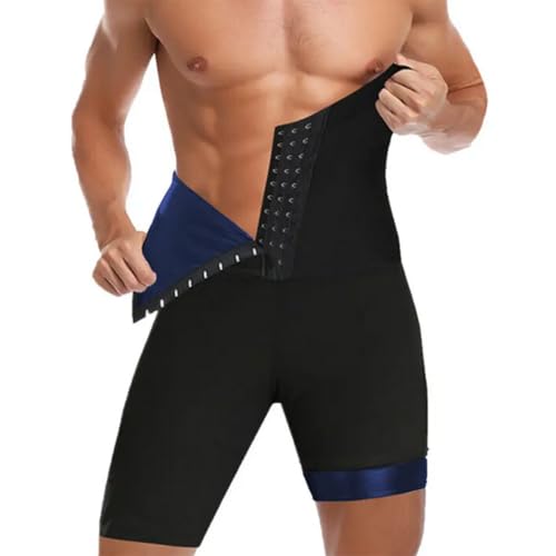 JPXJGT Men's Workout Sauna Body Pants Athletic Gym Tummy Slimming Shorts Sweat Shaper(Blue,S) von JPXJGT