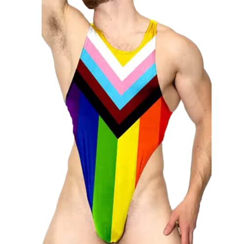 JPXJGT Men's Wrestling Thong One-Piece Bodysuit Jumpsuit One Piece Basic Leotard Underwear Singlet(Color:Multicolored,Size:L) von JPXJGT