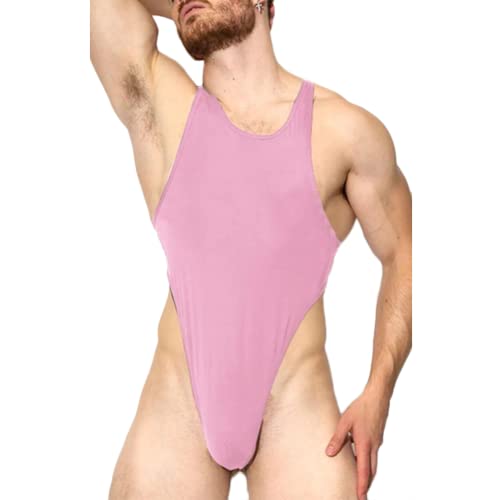 JPXJGT Mens Leotard Bodysuit Thong Sleeveless High Cut Thong Leotard Bodysuit One Piece Backless (Color:Pink,Size:XL) von JPXJGT