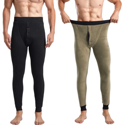 JPXJGT Thermal Bottoms Men's Long Underwear Winter Leggings Functional Inner Fleece Thermal Underwear XXL-4XL(Color:Black,Size:3XL) von JPXJGT